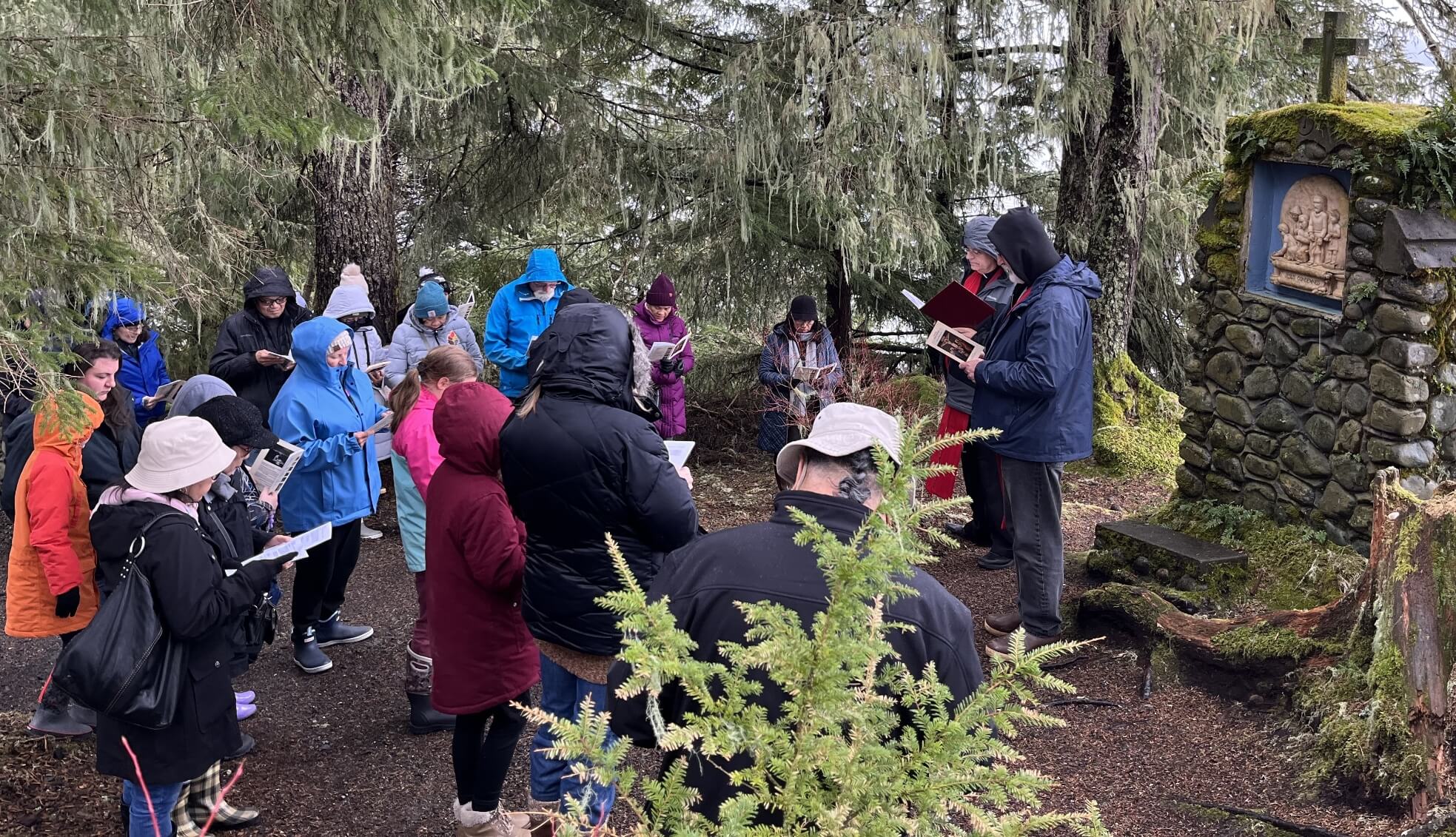 People at the Stations of the Cross